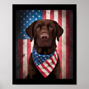 American Chocolate Labrador American Flag 4th Of J Poster