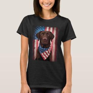American Chocolate Labrador American Flag 4th Of J T-Shirt