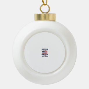 American Christian Flag Cross Vintage Shirt Ceramic Ball Christmas Ornament