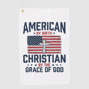 American Christian Flag Cross Vintage Shirt Golf Towel