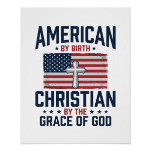 American Christian Flag Cross Vintage Shirt Poster