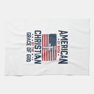 American Christian Flag Cross Vintage Shirt Tea Towel