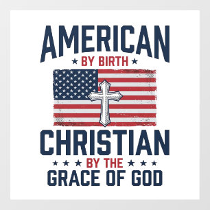 American Christian Flag Cross Vintage Shirt Window Cling