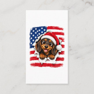 American Christmas Dachshund Calling Card