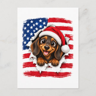 American Christmas Dachshund Invitation Postcard