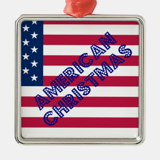 American Christmas Flag Metal Tree Decoration (Front)