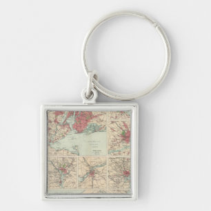 American cities on uniform scale key ring