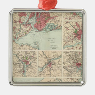 American cities on uniform scale metal tree decoration