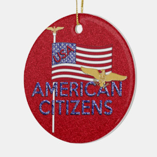 American Citizen Glittered Ceramic Tree Decoration
