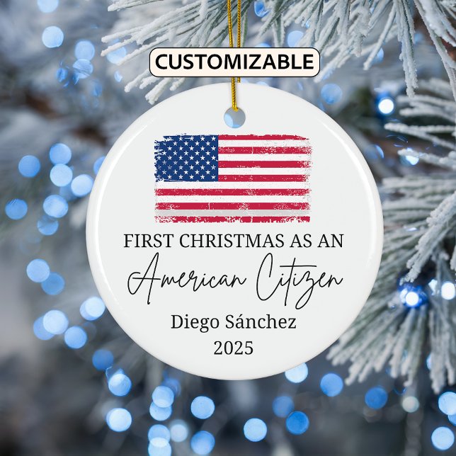 American Citizen Ornament, US Citizenship Ceramic Tree Decoration (Creator Uploaded)