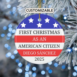 American Citizen Ornament, US Citizenship Ceramic Tree Decoration