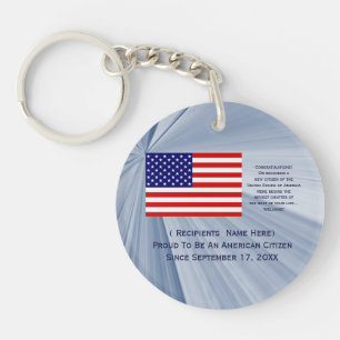 American Citizenship Flag Award with Date by Janz Key Ring