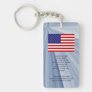 American Citizenship Flag Award with Date by Janz Key Ring