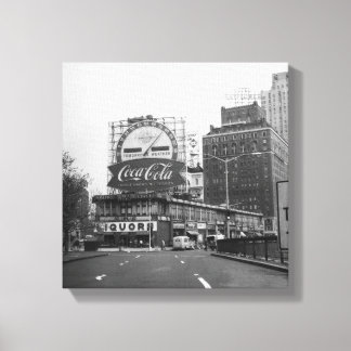 American city with commercial billboards canvas print