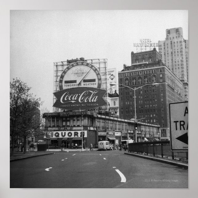 American city with commercial billboards poster (Front)