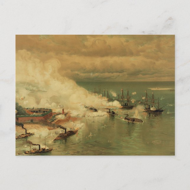 American Civil War Battle of Mobile Bay by L Prang Postcard (Front)