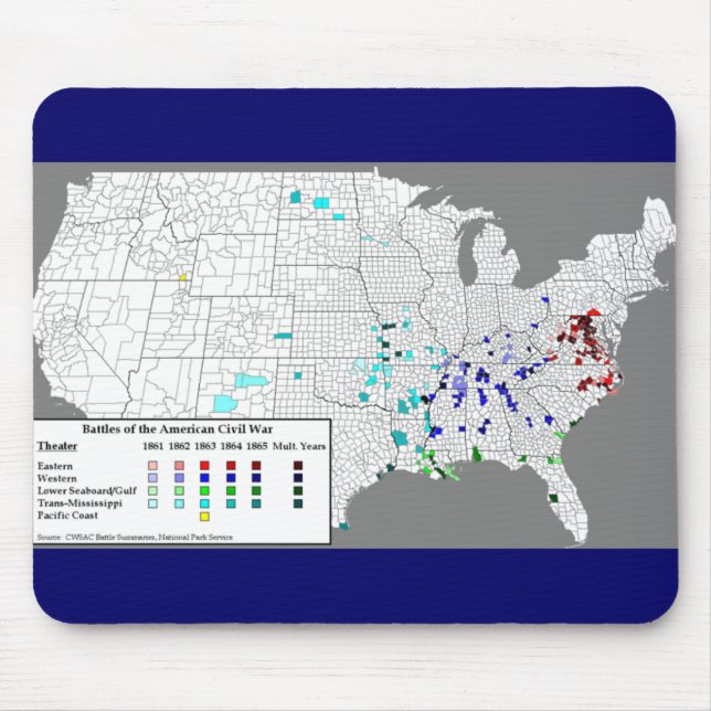 American Civil War Battles Map Mouse Mat (Front)