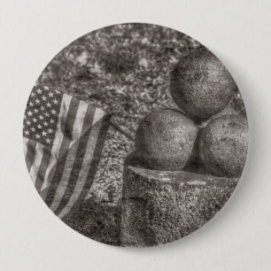 American Civil War Cannon Balls Vintage 10 Cm Round Badge