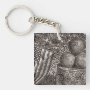 American Civil War Cannon Balls Vintage Key Ring