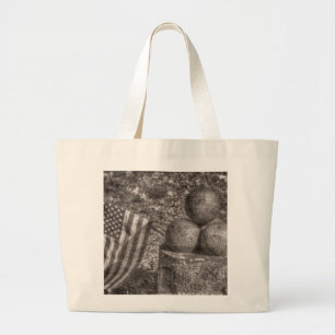 American Civil War Cannon Balls Vintage Large Tote Bag