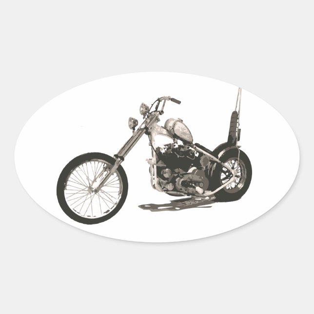 American Classic Chopper Motorcycle Oval Sticker (Front)