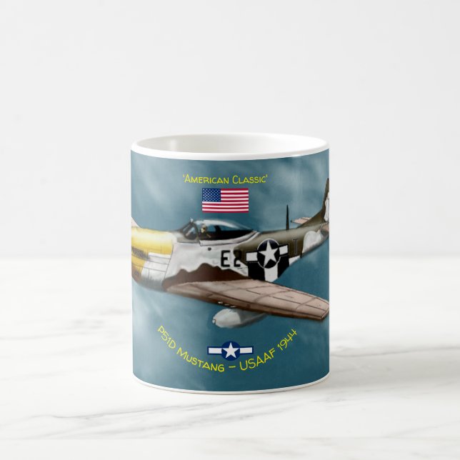 American Classic P51D Mustang  T-Shirt Coffee Mug (Center)