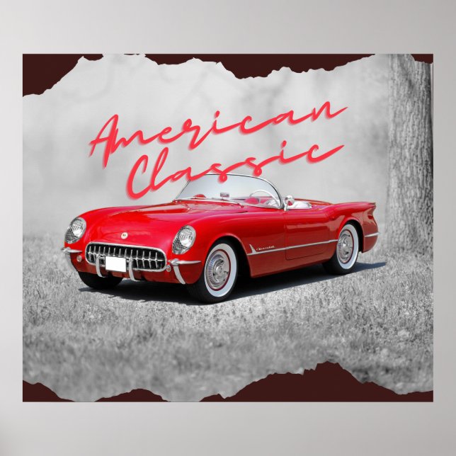 American Classic Vintage Red Convertible Faux Canv Poster (Front)