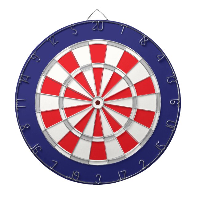 American Classic White, Silver, Red, And Navy Blue Dartboard (Front)