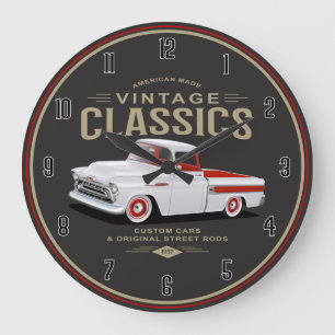 American Classics White Truck Large Clock