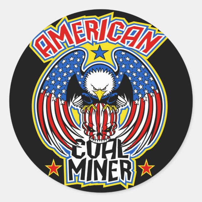AMERICAN COAL MINER CLASSIC ROUND STICKER (Front)
