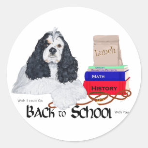 American Cocker Spaniel Back to School Classic Round Sticker
