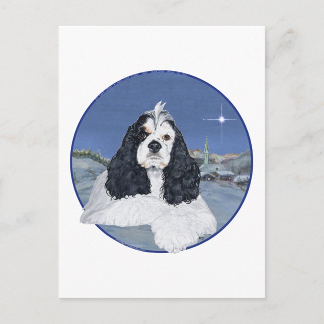 American Cocker Spaniel Christmas Holiday Postcard (Front)