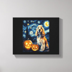 American Cocker Spaniel Cute Dog Halloween Jack O  Canvas Print