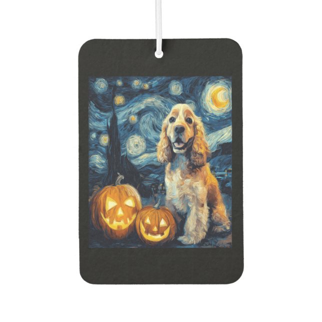 American Cocker Spaniel Cute Dog Halloween Jack O  Car Air Freshener (Front)