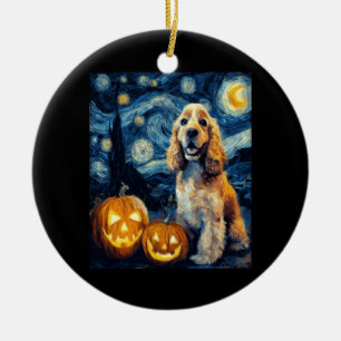 American Cocker Spaniel Cute Dog Halloween Jack O Ceramic Tree Decoration