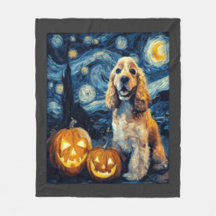 American Cocker Spaniel Cute Dog Halloween Jack O Fleece Blanket