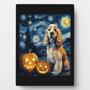 American Cocker Spaniel Cute Dog Halloween Jack O Plaque