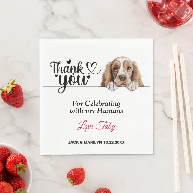 American Cocker Spaniel Dog Wedding Cocktail Napkin (Insitu)