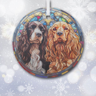 American Cocker Spaniel Dogs Stained Glass Tree Decoration