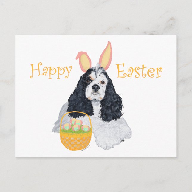 American Cocker Spaniel Easter Holiday Postcard (Front)