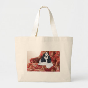 American Cocker Spaniel in Red Chair Large Tote Bag