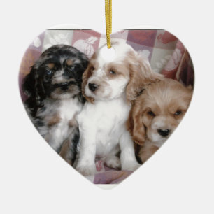 American Cocker Spaniel Puppies Ceramic Tree Decoration