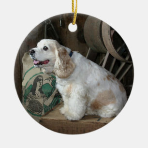 american cocker spaniel sitting ceramic tree decoration