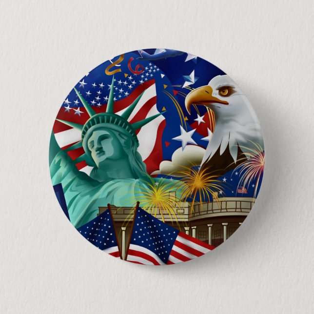 AMERICAN COLLAGE 6 CM ROUND BADGE (Front)