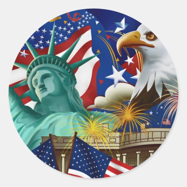 AMERICAN COLLAGE CLASSIC ROUND STICKER (Front)