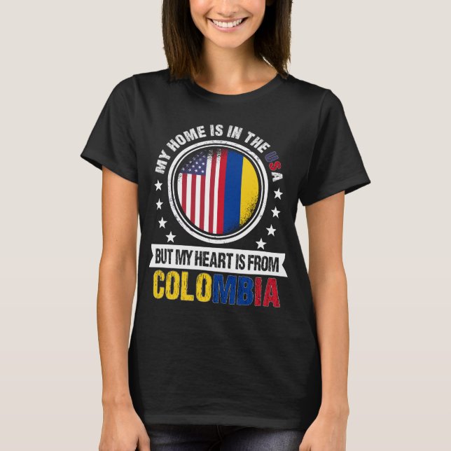 American Colombian Flag Heart Colombia Patriot T-Shirt (Front)
