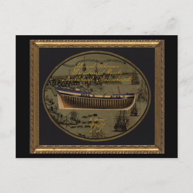 American Colonial Schooner Sir Edward Hawke Holiday Postcard (Front)