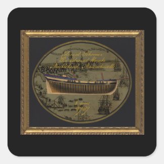 American Colonial Schooner Sir Edward Hawke Square Sticker