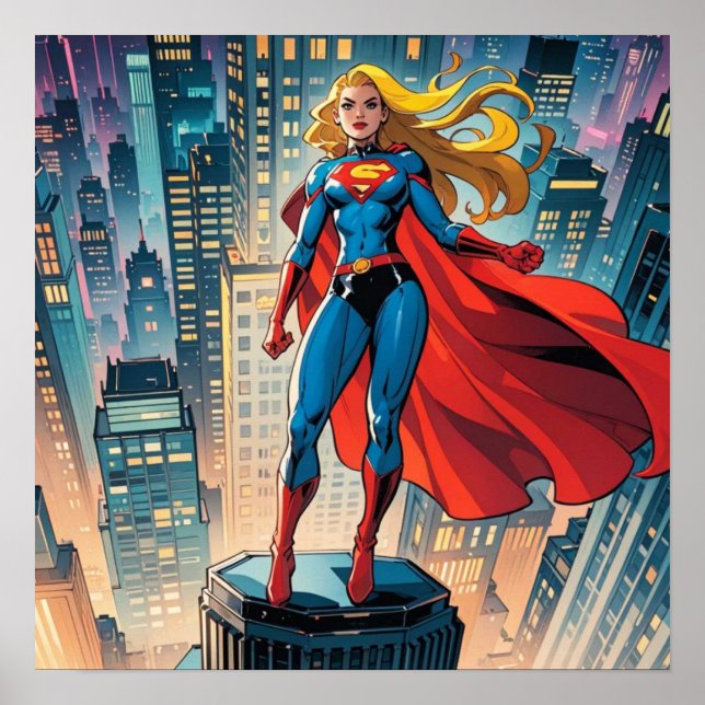 American Comics, Retro American Comics, superhero Poster (Front)