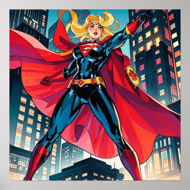 American Comics, Retro American Comics, superhero  Poster (Front)